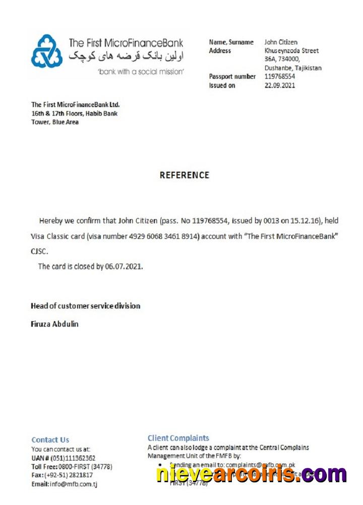 Tajikistan The First MicroFinanceBank closure reference